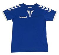 Modro-biele športové tričko s logom Hummel vel.116-128
