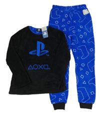 Nové- Černo-modré chlupaté pyžamo Playstation
