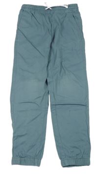 Modré plátěné cuff kalhoty H&M
