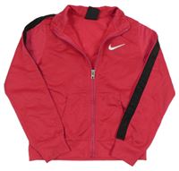 Neonově růžovo-černá sportovní propínací mikina s logem Nike