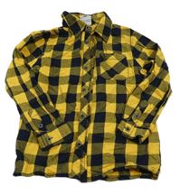 Tmavomodro-žltá kockovaná flanelová košeľa zn. Topolino