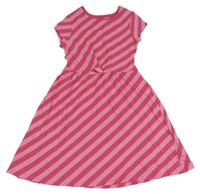 Růžové pruhované bavlněné šaty Tu