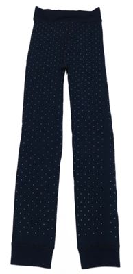 Tmavomodré puntíkaté zateplené punčochové legíny 