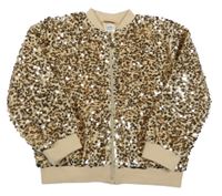 Béžová flitrovaná podšitá bunda