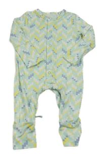 Modro-bielo-žltý vzorovaný overal