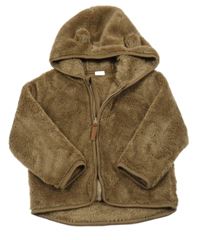 Hnědá chlupatá propínací mikina s kapucí H&M