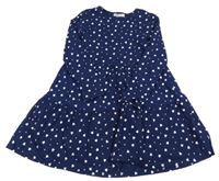 Tmavomodré bavlnené šaty so srdiečkami Sinsay