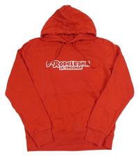 Červená mikina s nápisem a kapucí vel.176