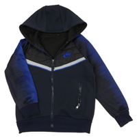 Tmavomodro-čierna thermo prepínaci mikina s proužkem a kapucí Nike