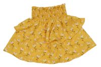 Žltá sukňa s volány s kvetinami VRS Fashion