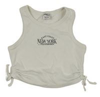 Krémový crop top s nápisom Page one young