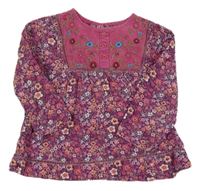 Fialová květovaná manšestrová halenka M&S