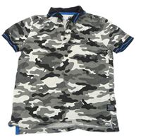 Bielo-sivo-čierne army polo tričko F&F