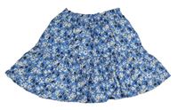 Modrá kvetovaná plátenná sukňa Zara