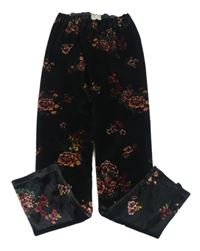 Černé květované sametové legíny Zara