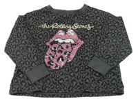 Tmavošedé vzorované triko s flitry - The Rolling Stones Next