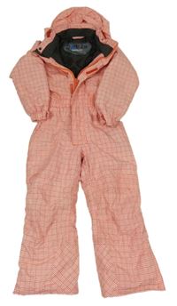 Bílo-oranžová vzorovaná šusťáková zimní kombinéza s kapucí Dare 2B