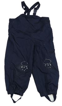 Tmavomodré šusťákové podšité laclové kalhoty s mraky Impidimpi