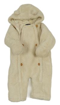 Smotanová huňatá zateplená kombinéza s kapucňou Kiabi