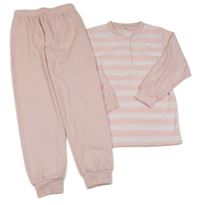 Světlerůžovo-bílé pruhované froté pyžamo 