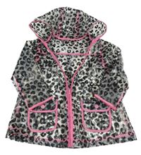 Průhledno-černo-růžová pláštěnka s kapucňou