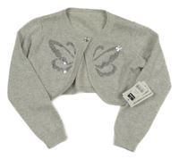 Nové - Šedé třpytivé pletené propínací bolérko s flitrami Dunnes