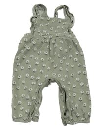 Khaki květované laclové tepláky F&F