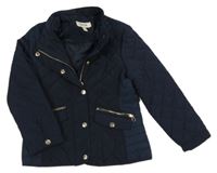 Tmavomodrá šušťáková prešívaná zateplená bunda Zara