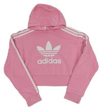 Ružová crop mikina s kapucňou Adidas