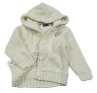 Smotanový trblietavý prepínaci podšitý sveter s mašlou a kapucňou Lupilu