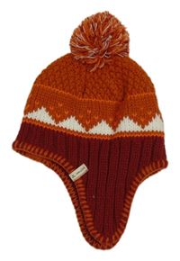 Oranžovo-bielo-vínová čapica s brmbolcom