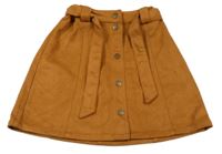 Skořicová semišová propínací sukně s páskem Garcia