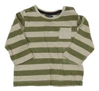 Šedo-khaki pruhované tričko Kiabi