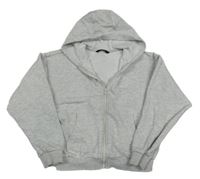 Svetlosivá melírovaná prepínaci crop mikina s kapucňou George