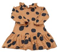 Broskvové puntíkaté šaty s límečkem Next