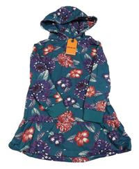 Nové - Petrolejové květované šaty s kapucí Soulcal