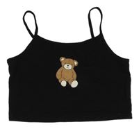 Čierny crop top s medvedíkom Shein