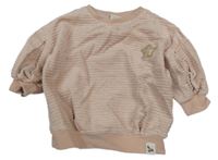 Pudrová zamatová rebrovaná mikina s hviezdou Next