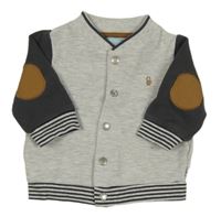 Světle-tmavosivá rebrovaná mikina s výšivkou