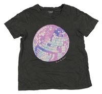 Tmavosivé tričko s disco koulí Primark