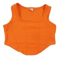 Neónově oranžový strukturovaný crop top Shein