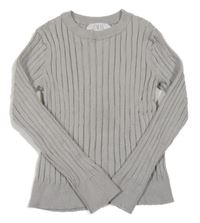 Šedý žebrovaný crop lehký svetr Zara