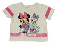 Bílé crop tričko s Minnie a Daisy Disney