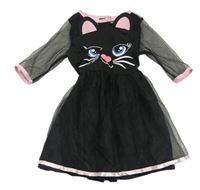 Kockovaným - Čierne tylové šaty - mačka