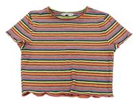 Farebné pruhované rebrované crop tričko Matalan