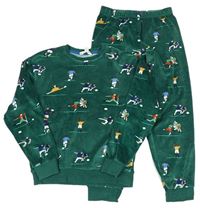 Zelené plyšové pyžamo s fotbalisty Loungewear
