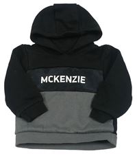 Čierno-sivá mikina s logom a kapucňou McKenzie