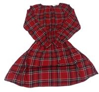 Červeno-čierne ľahké kockované šaty H&M