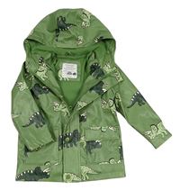 Zelená nepromokavá jarná bunda s dinosaurami a kapucňou Primark
