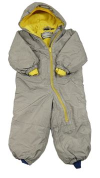 Béžová šusťáková zimní kombinéza s kapucí Lupilu